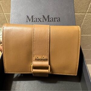 MaxMara Camel Leather Jewelry Clutch